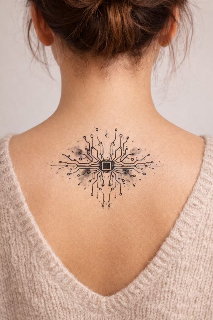 Circuitry Symmetry Watercolor Symmetrical Tattoos