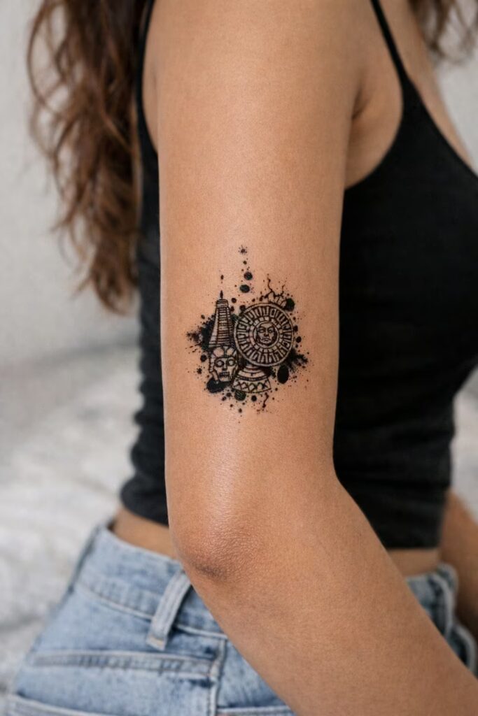 Cultural Ink Fusion Upper Arm Tattoo