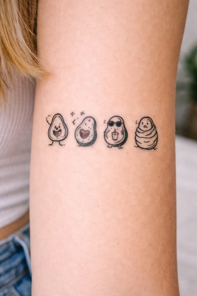 Cute Avocado Doodle Tattoo