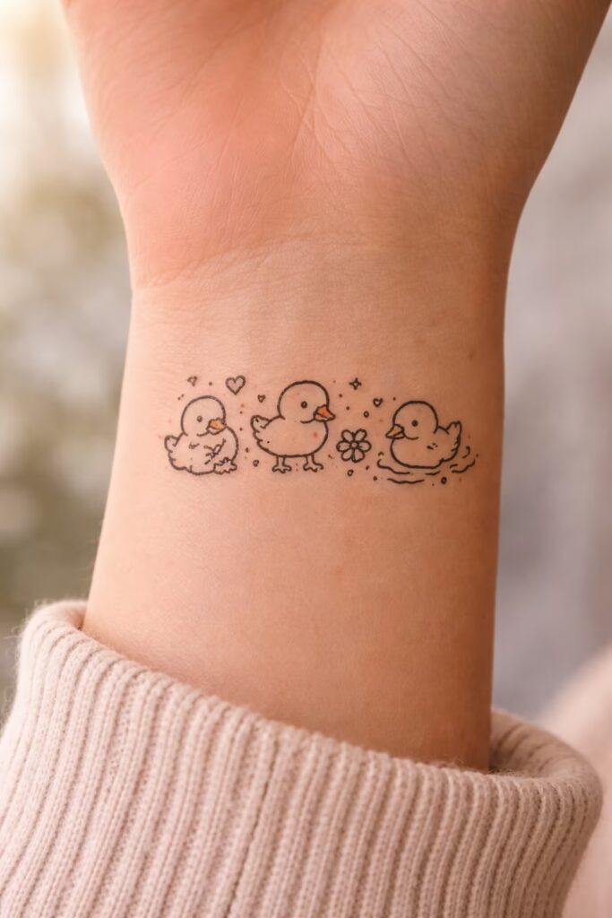 Cute Duck Doodles Tattoo Idea