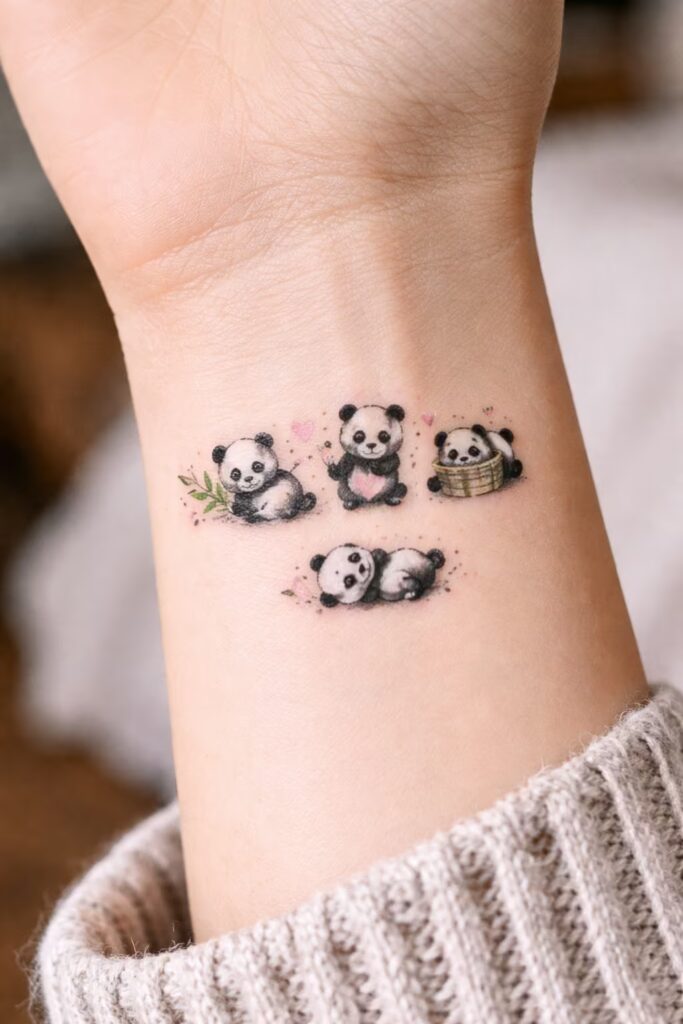 Cute Panda Doodle Tattoo Idea