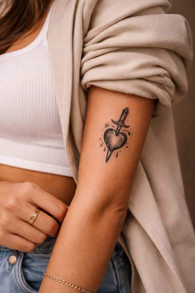Dagger and Heart – American Traditional Tattoo