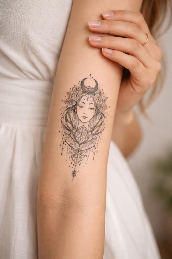 Divine Feminine Japanese-Geometric Tattoo