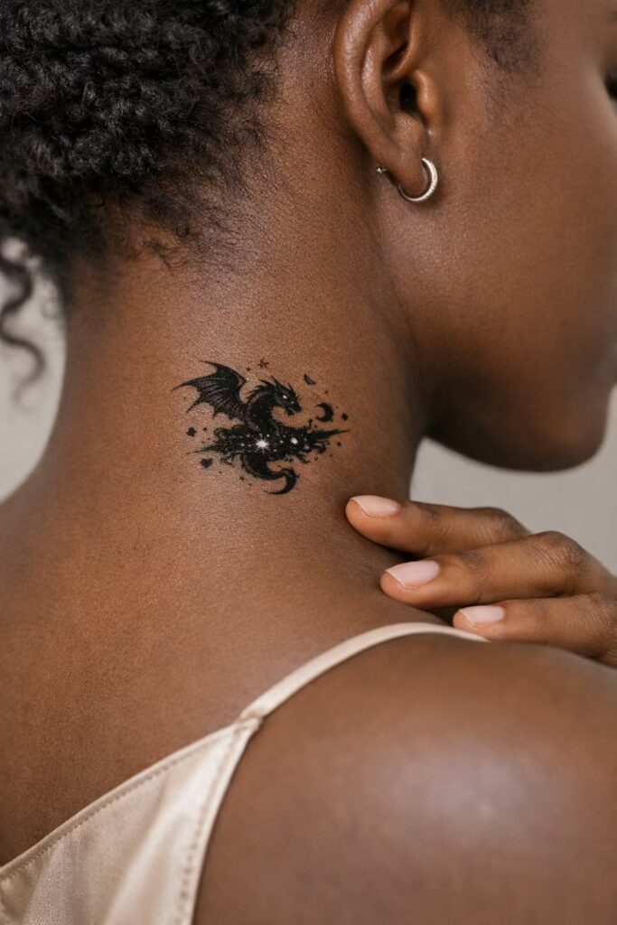 Dragon Tattoo with Cosmic Swirls