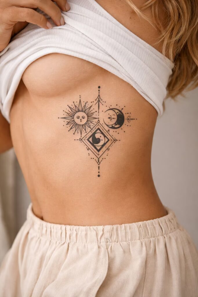 Duality Ribcage Linear Tattoo