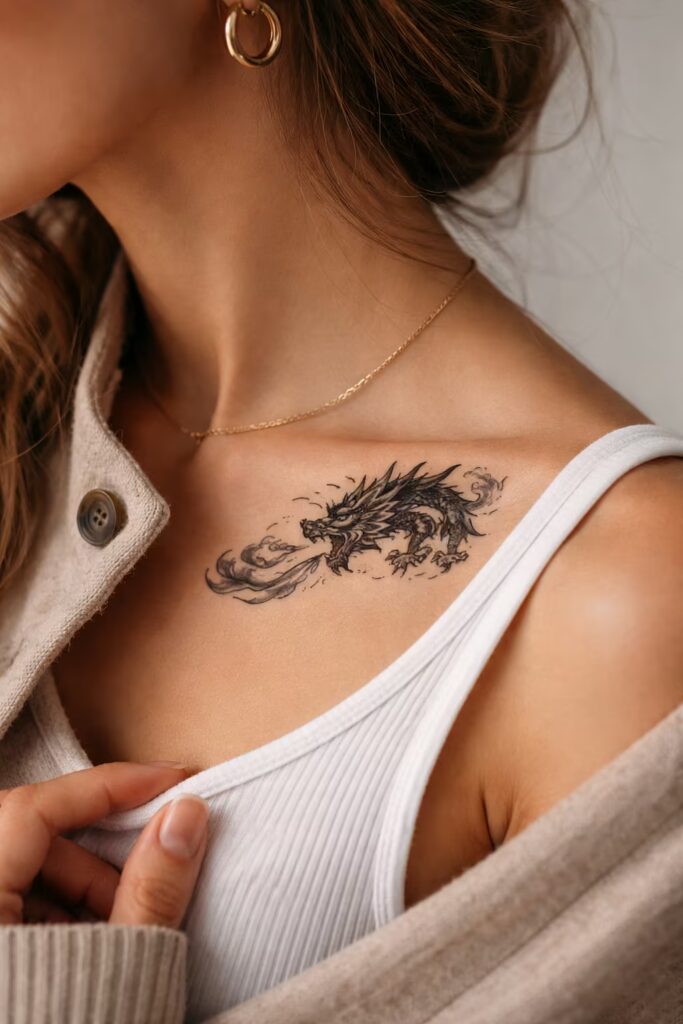 Fire-Breathing Dragon Tattoo for Women