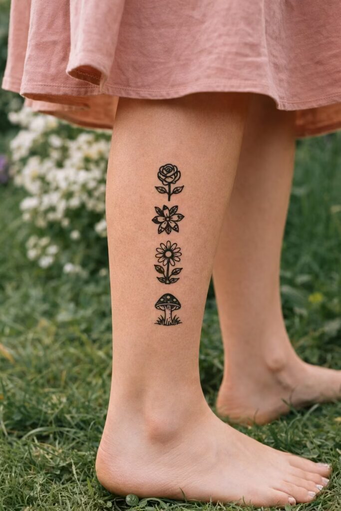 Floral Garden Leg Tattoos