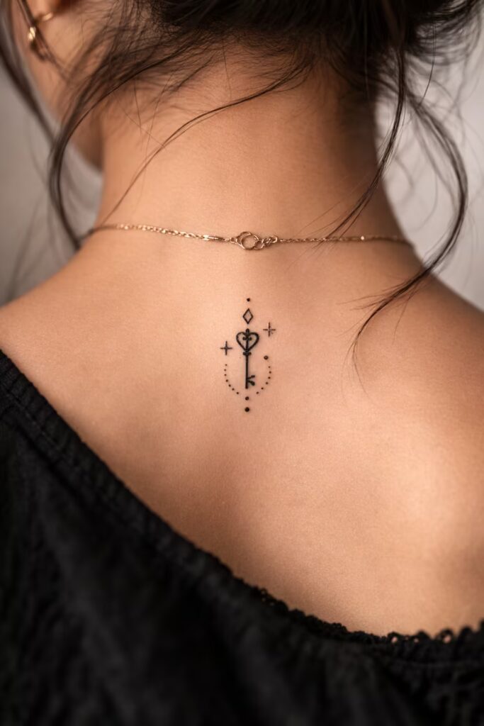 Geometric Key Doodle Tattoo Idea