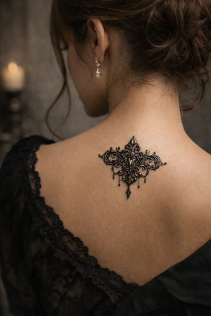 Gothic Elegance Embossed Ornamental Tattoo