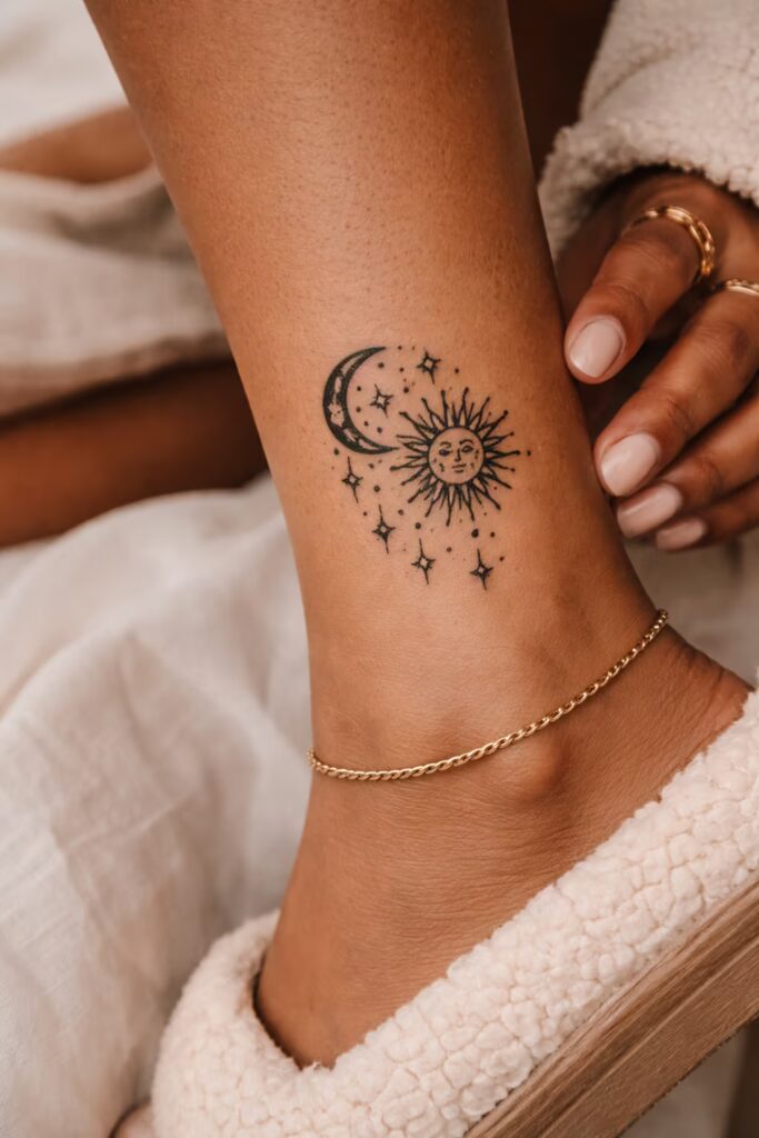 Lunar Dragon Leg Tattoos – Minimalist Black Design