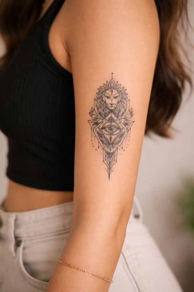 Masculine Strength Traditional + Geometric Tattoo