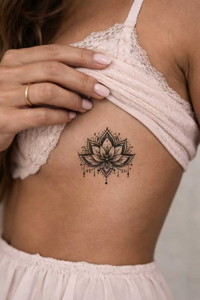Ornamental Tattoo_ Lotus Mandala with Negative Space