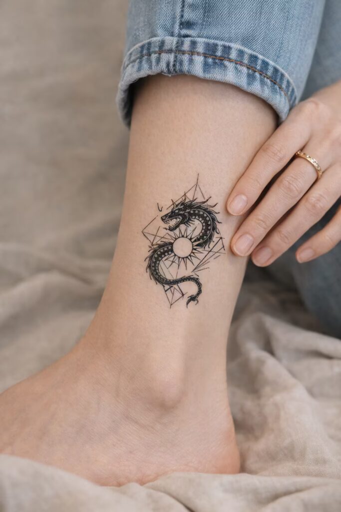 Solar Dragon Traditional Tattoo Design