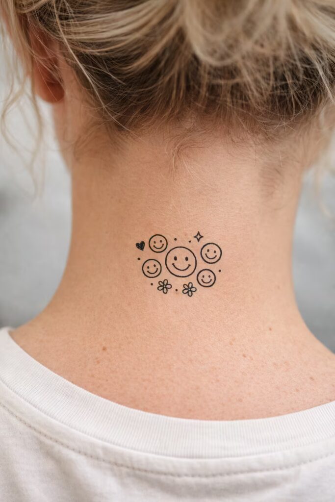 Tiny Smiley Faces Doodle Tattoo Idea