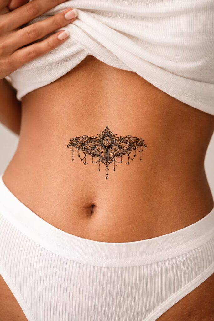 Victorian Lace Blackwork Ornamental Tattoo