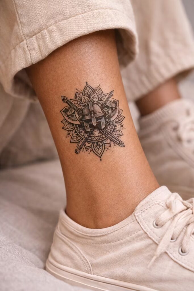Warrior & Battle Mandala Leg Tattoos Viking Spirit