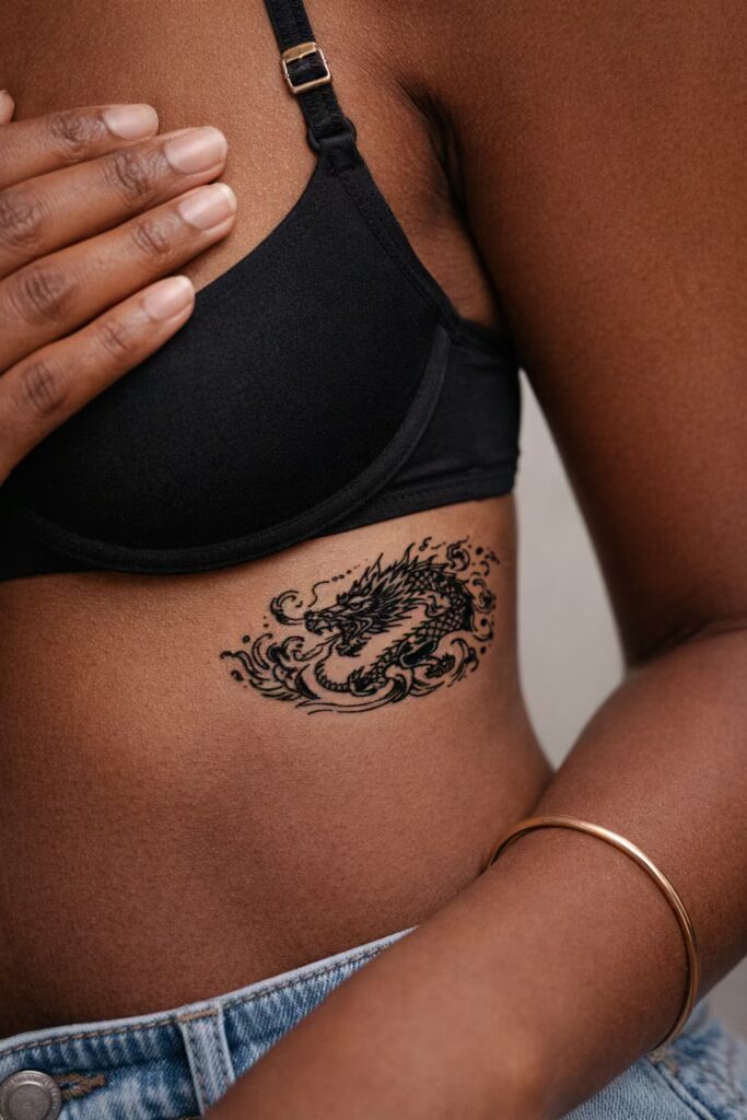 Water Dragon Tattoo on the Side Torso