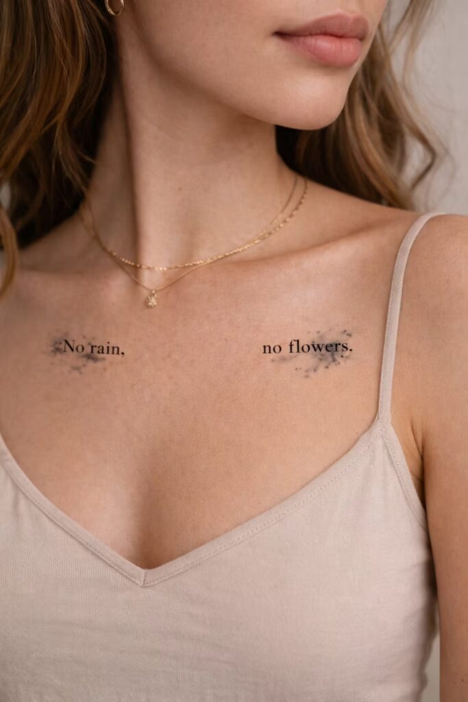 Watercolor Quote Split Collarbone Tattoo