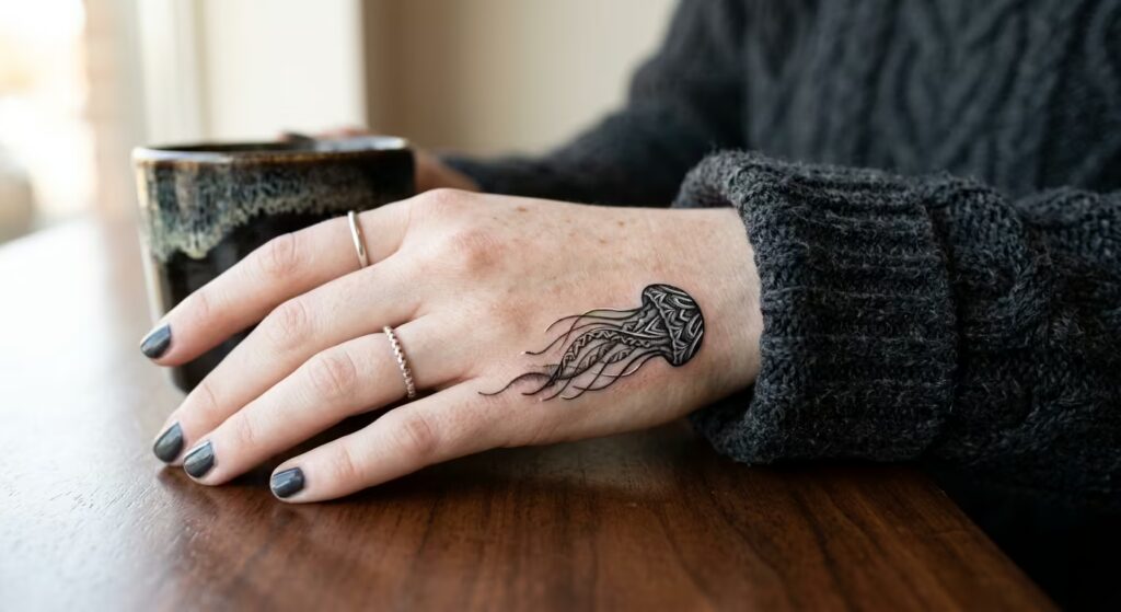 Adaptive Currents Jellyfish Tattoo Design
