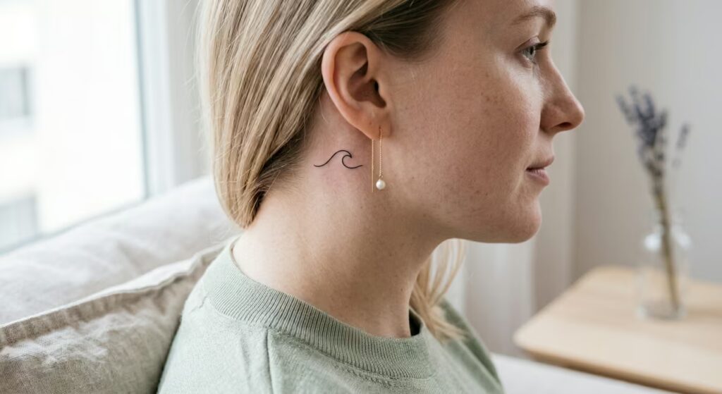 Continuous Contour Wave dainty tattoo