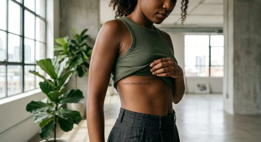 Cosmic Insignificance — Victorian Serif Font Fine Line Tattoo