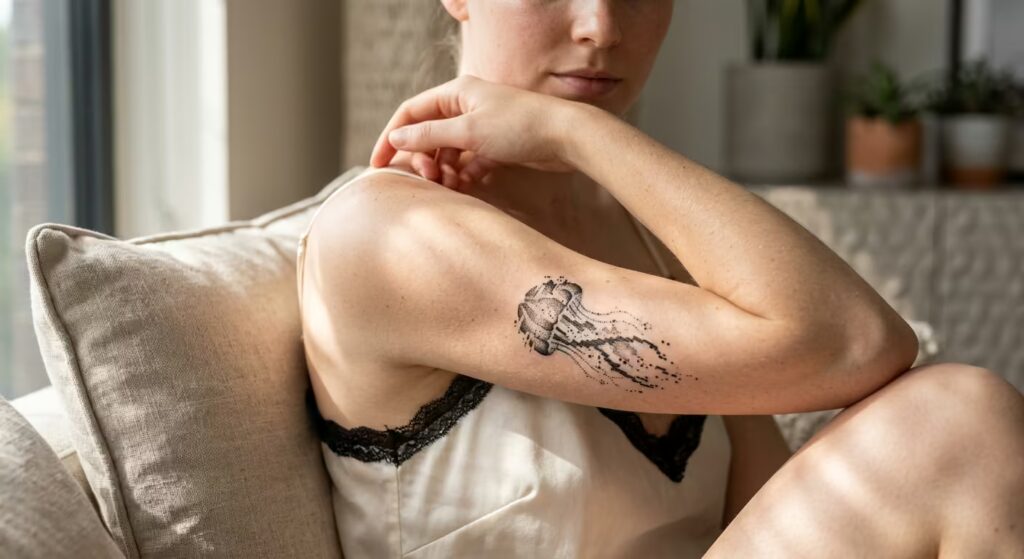 Digital Disintegration Jellyfish Tattoo Design