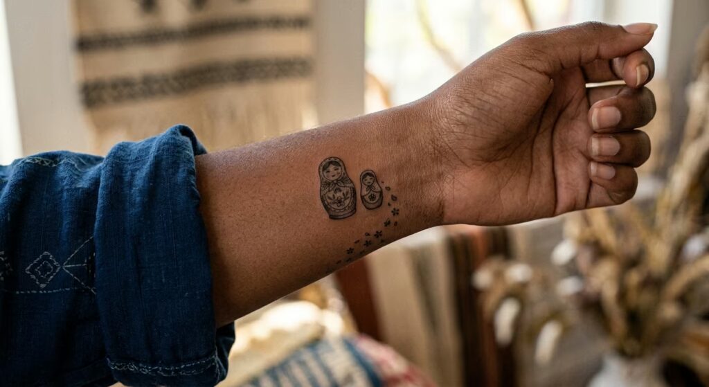 Falling Petal Matryoshka Dolls tattoo