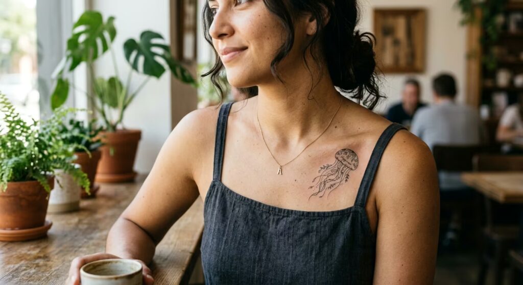 Joyous Bloom Jellyfish Tattoo Design