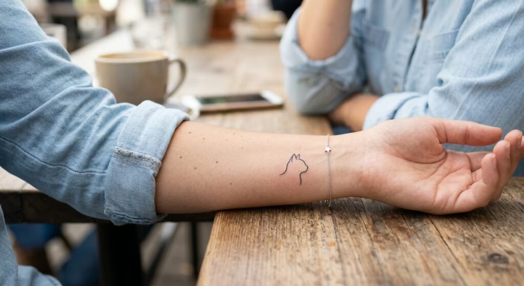 Pet Portrait Silhouette dainty tattoo