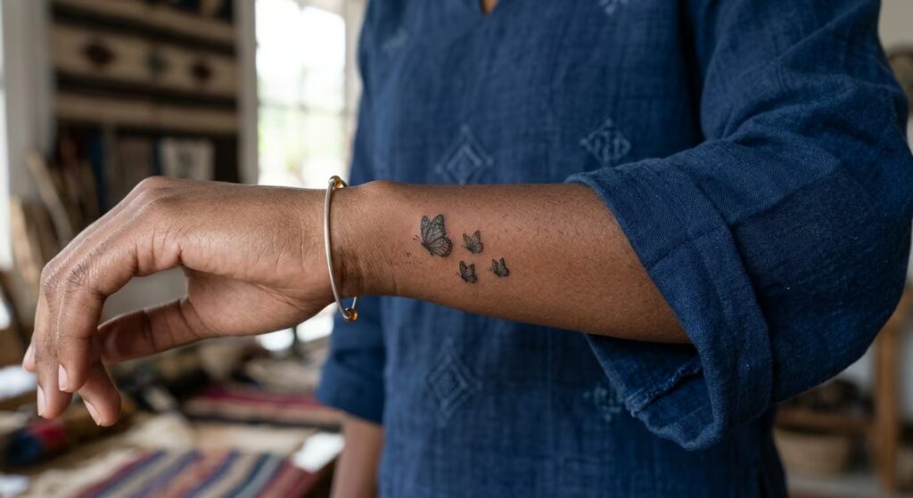 Pointillism Butterfly Migration tattoo