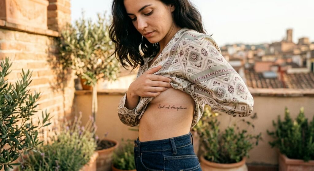 Radical Acceptance — Monoline Script Fine Line Tattoo