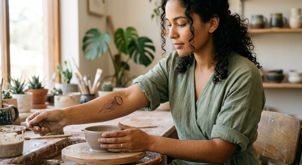 Symmetric Serenity Jellyfish Tattoo Design