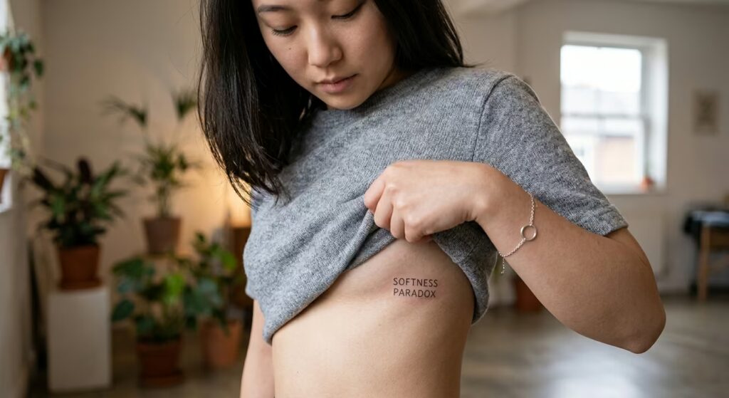 The Softness Paradox — Vertical Stack Layout Fine Line Tattoo