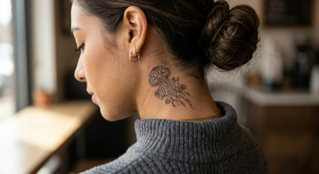 Thorns and Roses Jellyfish Tattoo Design