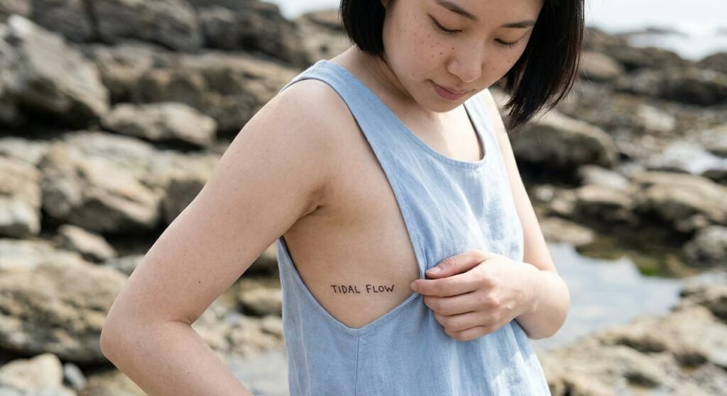 Tidal Flow — Ignorant Hand-Lettering Style Fine Line Tattoo