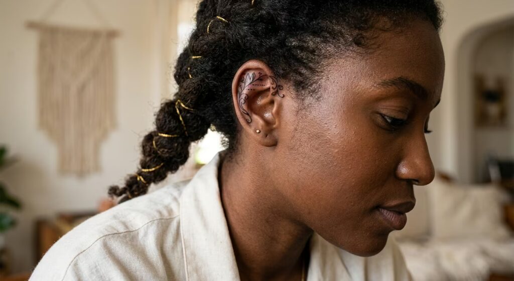 Art Nouveau Floral Vines mother daughter tattoo