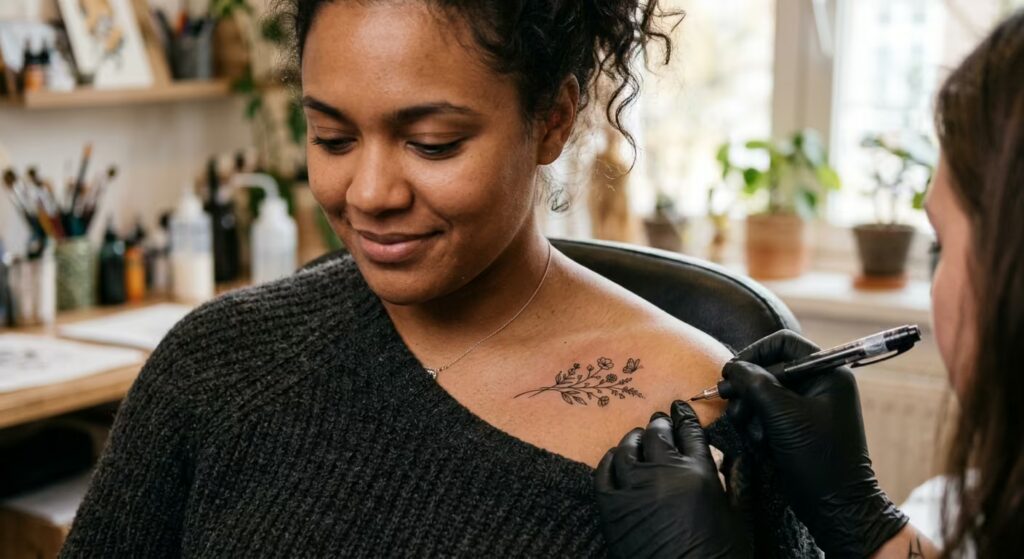 Wildflower Sprig Dainty Tattoo