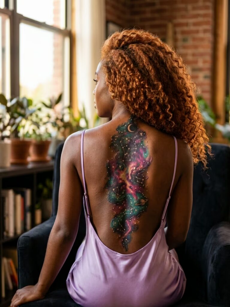 The Spine Galaxy of Cosmic Dreams Tattoo