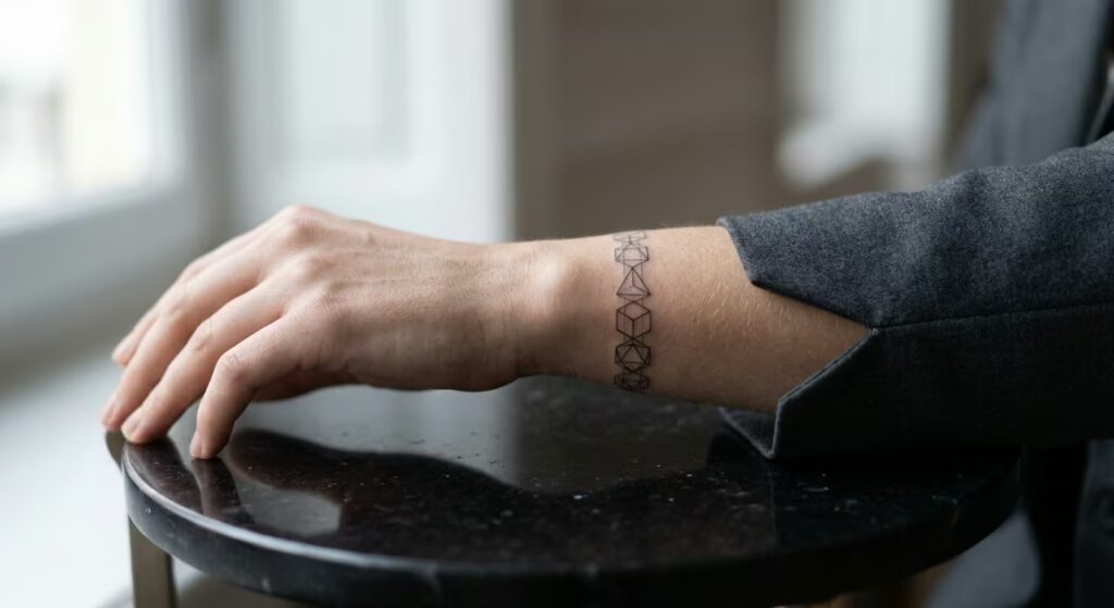 A Unique Bracelet Tattoo Ideas for the Modern Soul_ The Architectural Cipher Bracelet