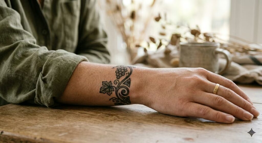 Ancient Forged Grapevine Bracelet Tattoo Idea