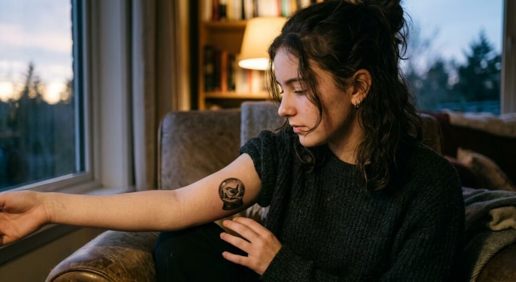 Bird in a Snow Globe Tattoo