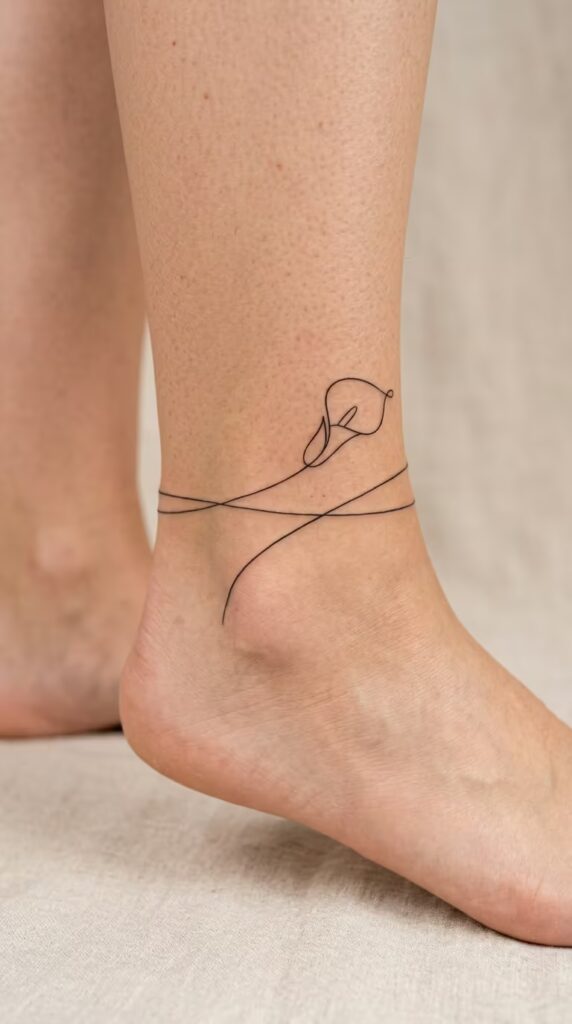 Calla Lily Flower Ankle Tattoo Wrap