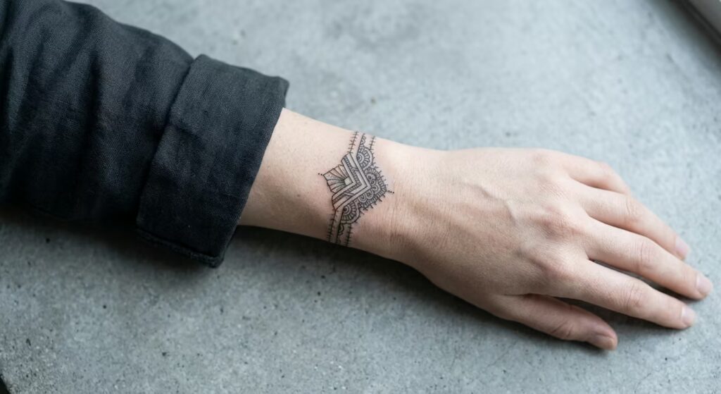 Deco-Suture_ Clinical Art Deco Bracelet Tattoo Ideas for Minimalists