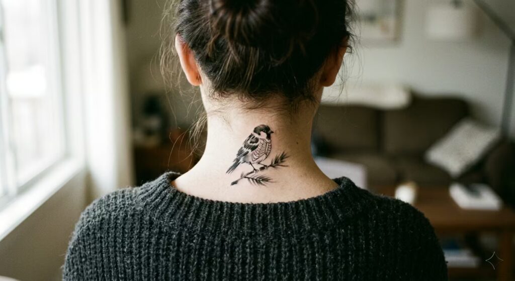 Arctic Tern Migration Back-of-Neck Tattoo