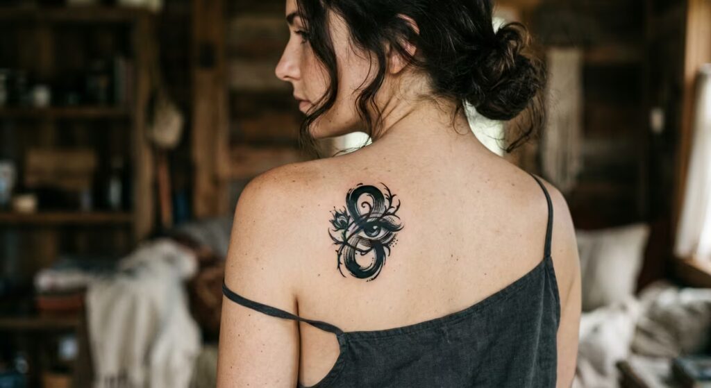 Forbidden Script Shoulder Feminine Tattoo