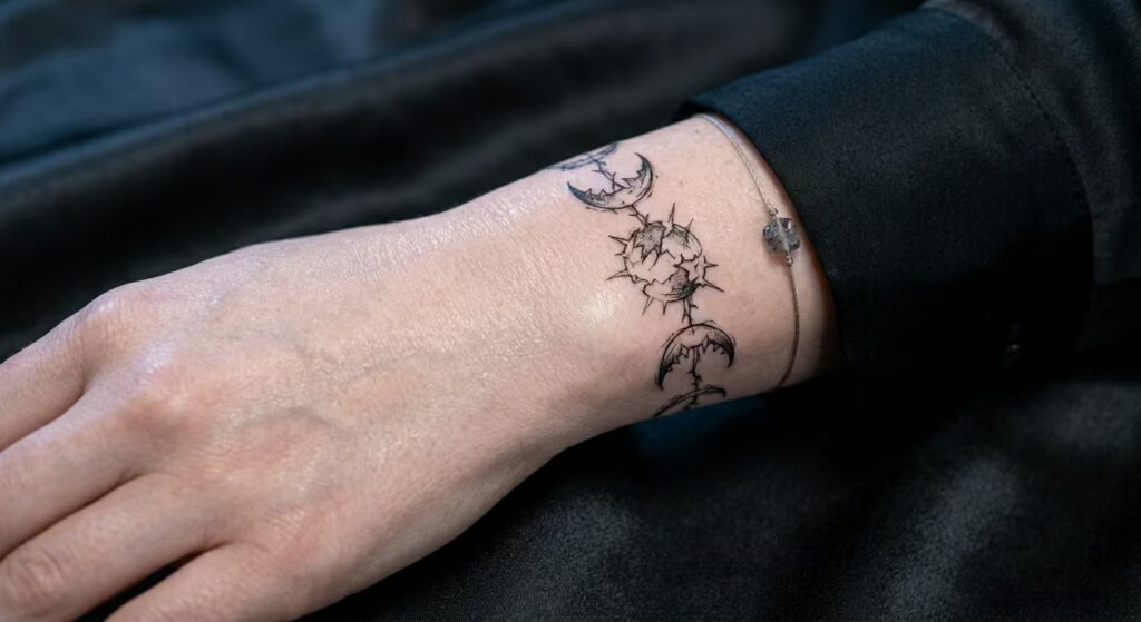 Shattered Lunar Edge Bracelet Tattoo