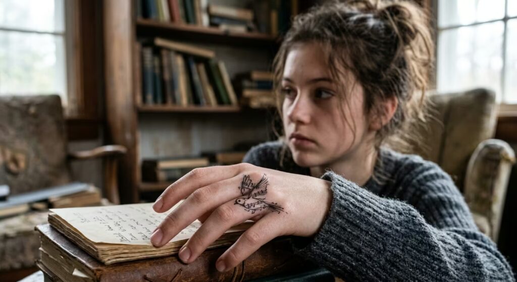 Sheet Music Sparrow Finger Tattoo