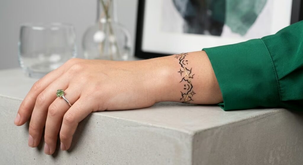 Spark of Joy_ The Kintsugi Lightning Bolt Bracelet Tattoo Ideas