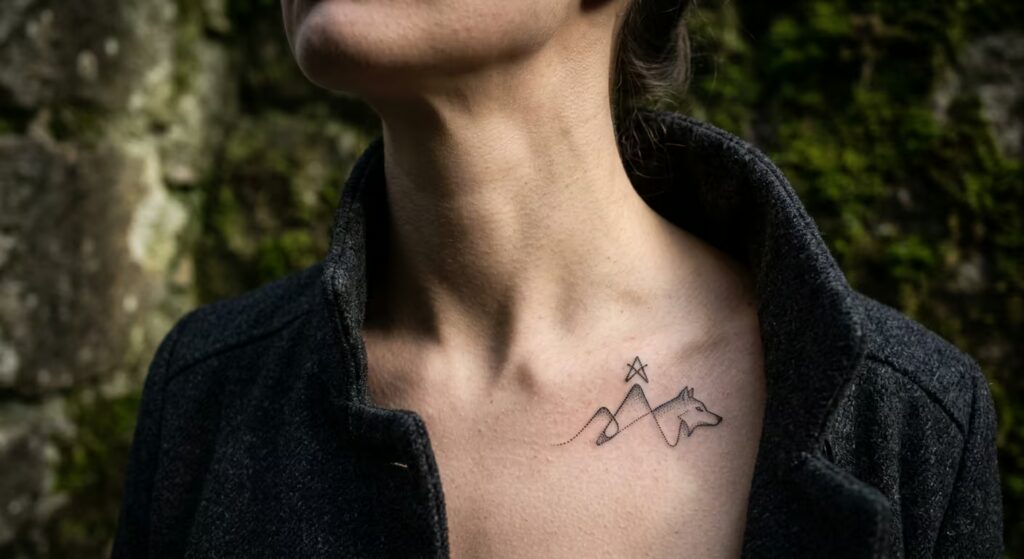 The Apex Sentinel_ A Primal Minimalist Take on Mommy Tattoos