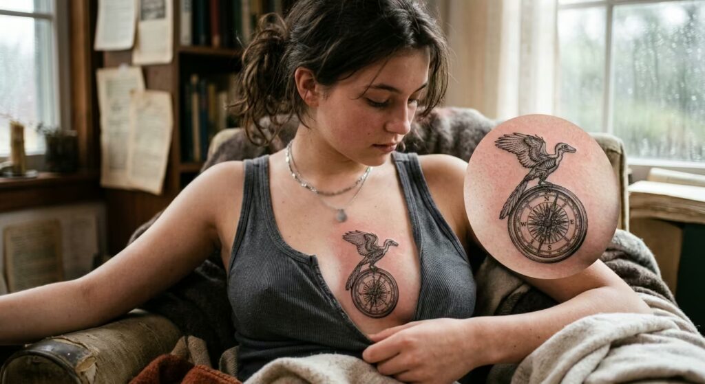 Paleontological Compass Bird Sternum Tattoo